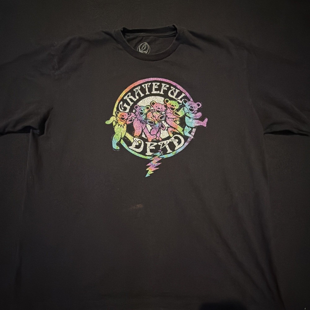 Grateful Dead Bear Graphic T-shirt Black Short Sleeve Music Mens 2XL